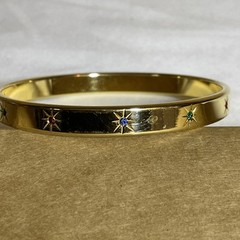 Vintage Joan Rivers Gold Tone Colorful Rhinestone Bracelet Bangle 8.5 in Signed
