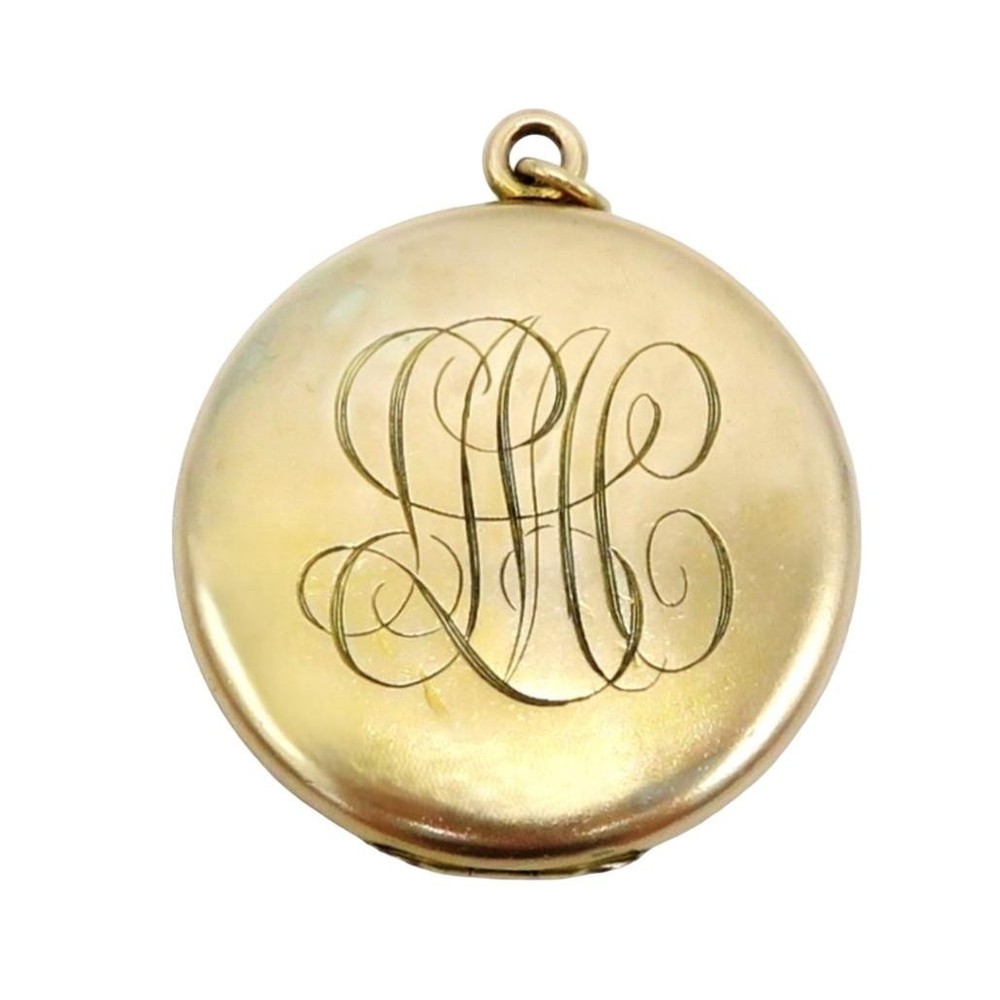 Antique Victorian Yellow Gold Filled Large Round Monogram Locket/Pendant