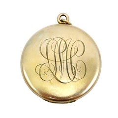 Antique Victorian Yellow Gold Filled Large Round Monogram Locket/Pendant