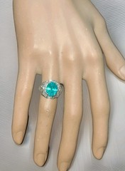 Vintage Filigree Platinum Engagement Ring 4.10ct. Blue Neon Tourmaline Oval Cut