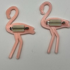 2 Vintage Hialeah Pink Flamingo Brooch Pin 1968 1969 Park Race Track Souvenir