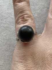 Vintage 925 Sterling Silver Black Pearl Ring Size 5.25 Estate Jewelry