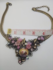 Vintage Steampunk Garden Party Glass Crystal Bronze Necklace Earrings