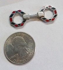 Vintage Art Deco Enamel Jewelry Link Red Black Octagon Necklace Component