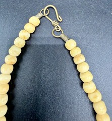 Vintage Tibetan-Style Hand-Carved Bone & Tribal Silver Pendant 21″