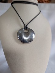 Vintage Robert Lee Morris 925 Sterling Contemporary Disc Pendant Necklace