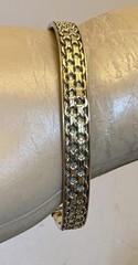 925 Italy Gold Vermeil Cuff Bracelet Braided Weave Textured Pattern