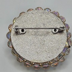 VINTAGE Iridescent Aurora Borealis Crystal Domed Round Cluster Brooch Pin