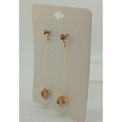 Vintage 1990s Swarovski Crystal Drop Earrings Amber New Old Stock USA Made