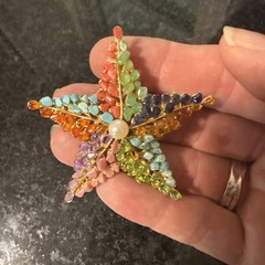 AUTHENTIC SWOBODA STARFISH BROOCH ~ MULTI-STONE, FRESH WATER PEARL