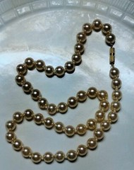 2 VINTAGE FAUX PEARL ROUND BEAD STRAND NECKLACES -16″