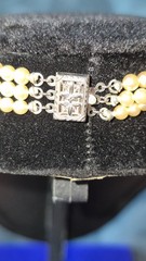 Circa 1950 NOS Marvella 3-Str Faux Pearl Necklace ,Original Tag,Box,Sterlinig