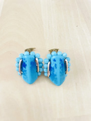Porcelain Hand Painted Enamel Russian Rostov Finift Vintage earrings USSR Soviet