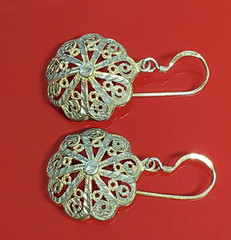 925 MD Vermeil Filigree Drop Earrings 1.5in Sterling Silver 5g Gold Wash Estate