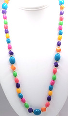 Vintage 1990s Rainbow toned Plastic Acrylic Bead Oval Square Graduated Unsigned