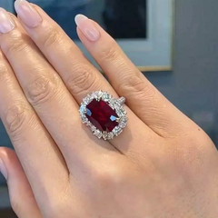 4.00Ct Cushion Cut Lab-Created Ruby Women Engagement Ring 14K White Gold Finish
