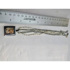 Vintage Cookie Lee Multi-Strand Necklace With Square Leopard Print Pendant
