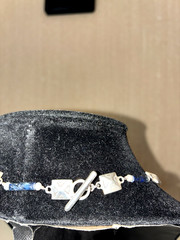 Vintage sterling silver and black onyx necklace, 19 inches long.