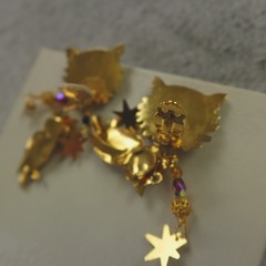 Lunch at the Ritz Earrings Owl Owlio E Olio Clip On Signed Menu Card