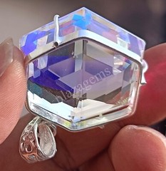 110 CT Hexagon Mystic Topaz 925 Sterling Silver Bi Color Pendant Gems 5MRK