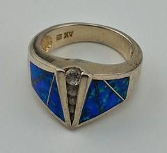 Atasay Kuyumculuk Turkish Sterling Silver Lab Fire Opal CZ Ring Size 7.25