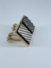 Swank Cufflinks Mother of Pearl square ribbed design bullet backs 1″