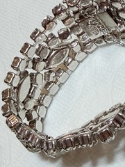 Vintage Weiss Signed Clear Rhinestone Bracelet Marquise Crystal Silver Tone