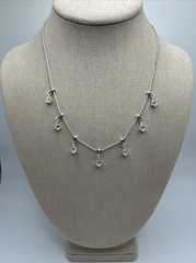 Vintage Napier Silver Tone Necklace With Clear Rhinestones Signed 16-18”