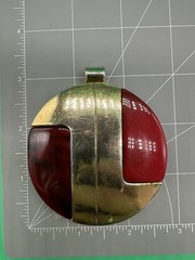 Vintage 1960s-1970s LANVIN PARIS 2-tone Black-Red Lucite MODERNIST PENDANT Only