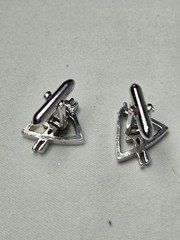 SONNY Vintage Triangle Silver Bullet Back Cufflinks Signed Metal Men