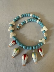 Flying Colors Ceramic Hot Air Balloon Necklace Vintage Hand-Painted 16″ Rare!