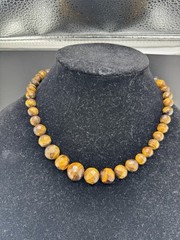 Vtg Tigers Eye Jewelry Faceted Tiger’s Eye Round Beaded
