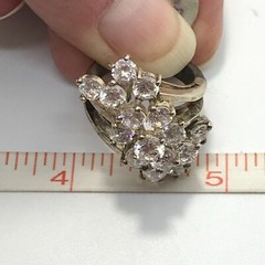Vintage 925 Sterling Silver & Cubic Zirconia Waterfall Design Ring varied sizes