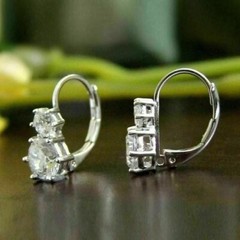2Ct Round Cut Lab-Created Diamond 14K White Gold FN Engagement Wedding Earrings