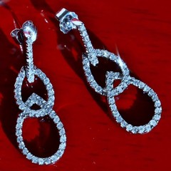 14k white gold earrings 0.45ct natural diamond 1.12″ teardrop dangle 3.54g N3777