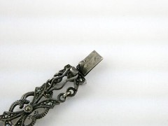 Vintage Sterling Silver Ornate Link Motif Bracelet Marcasite Accents 6.5In 13.9g