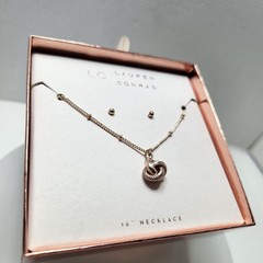 Vintage Knot Pendant Rose Goldtone 16″ Necklace Stud Earrings Lauren Conrad NEW