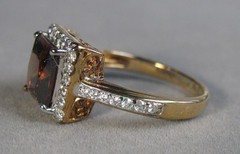 Pre-owned Sterling Silver 18KT Gold Plate Mocha CZ Ring 3.1g Size 10 BGE #B183