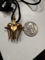 Signed MMA Pendant Rams Head Egyptian Revival Gold Tone Metropolitan Museum Art