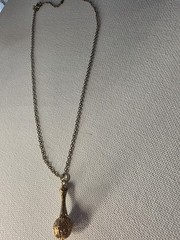 Gold Plated Victorian Filigree Bead Drop Necklace Vintage Cable Chain Old Stock