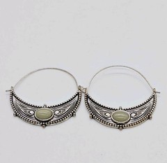 Crescent Hoop Earrings Lot 2 Pair Silver tone Pierced Bohemian Cellular 1.5 in