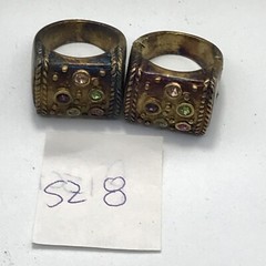 Vintage 18K HGE Plated Multi Color Crystals Unique Bold Look Ring varied sizes