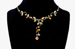 Vintage Necklace Festoon Style Necklace Beautiful Multicolored Rhinestones