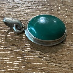 Vintage Green Onyx Oval Pendant