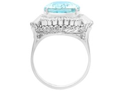 Contemporary 11.76Ct Aquamarine and 1.45Ct Diamond Platinum Cocktail Ring