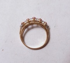 Vintage Ladies Gorgeous 5 Ruby 6 Diamond 14K Gold Band Ring 2.2 Grams Size 6.25
