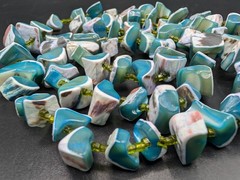 Vintage Teal Dyed Mother of Pearl Large Chip Bead Necklace