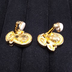 Swarovski Swan Gold Tone Lavender Yellow Pink Crystal Earrings Clip-On