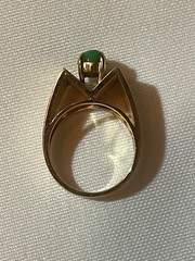 Vintage 14k Yellow Gold Nephrite Mid Century Ring Size 3.75 Weighs 6 Grams