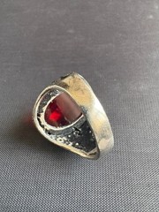 925 Sterling Silver Ring Ruby Ring Vintage Handcrafted Ring Size 9.75 US